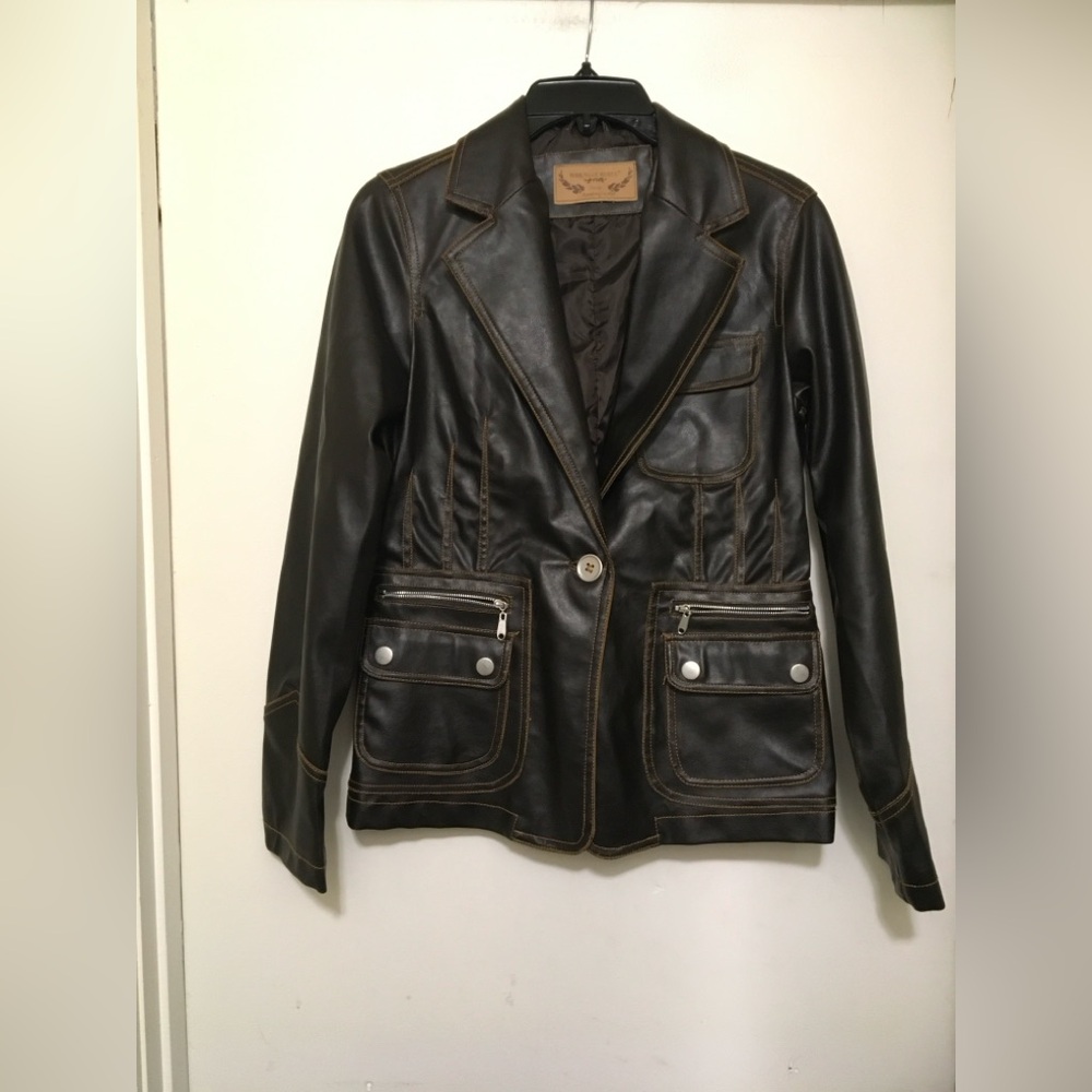 Women's Black  Faux Leather Jacket